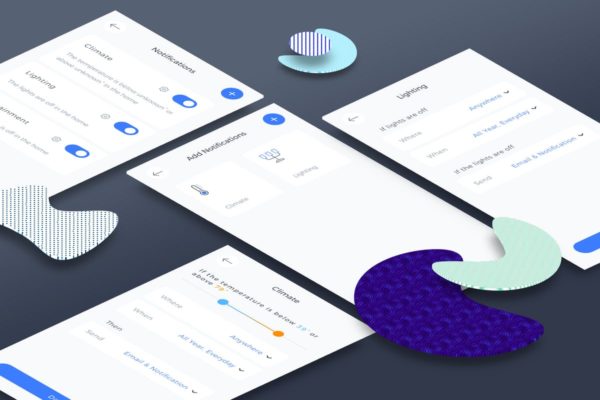智能家居APP应用通知界面UI设计模板素材 Smart Home Notifications Mobile Ui