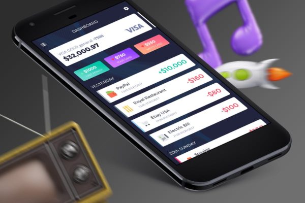 线上交易金融类手机APP Ui Kits素材套件 – H Finance 7 Mobile Ui – H