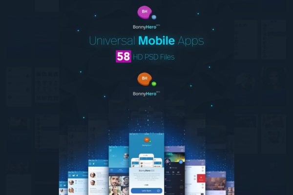 简约现代风格APP界面设计模板素材 Bonny Hero Mobile UI Kit App