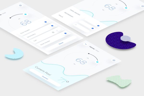 智能家居APP应用家庭泳池管理界面UI设计模板素材 Smart Home Pool Mobile Ui v.3
