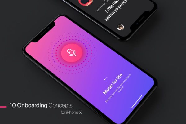 APP应用启动界面设计模板素材 Walkthrough – Mobile UI Kit for iPhone X
