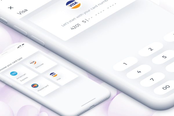 电子钱包APP应用银行卡管理界面UI模板 Wallet Card Type Mobile Ui for IPhoneX
