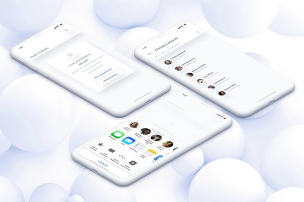 电子钱包APP应用邀请朋友注册界面UI模板 Wallet Invite Friends Mobile Ui for IPhoneX