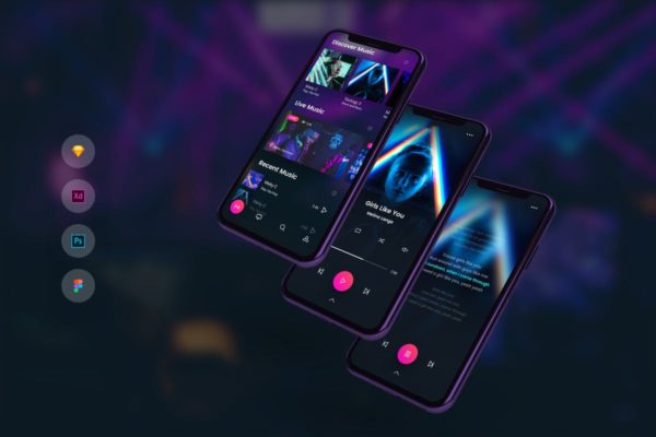 在线音乐播放器APP应用Ui Kits素材套件 Music Player with Lyrics Mobile UI Kit