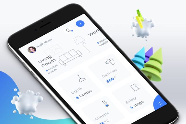 智能家居APP应用控制面板界面UI设计模板素材 Smart Home Dashboard 1 Mobile Ui