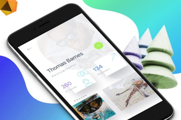 移动APP应用个人中心作品照片展示界面UI设计模板素材 Profile 1 Mobile Ui