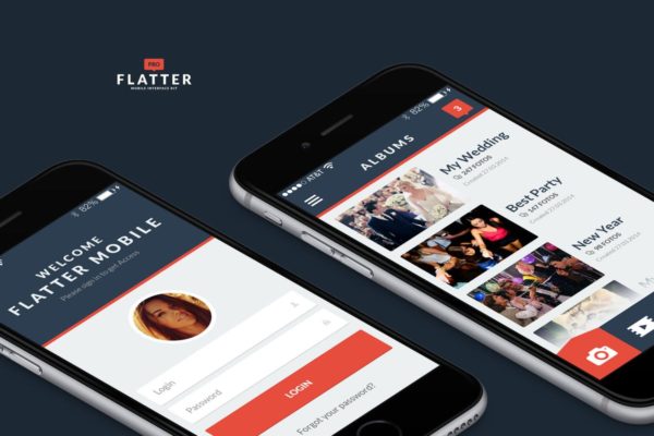 扁平设计风格通用APP应用Ui Kits素材套件 Flatter Mobile UI Kit