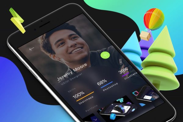 APP应用个人中心界面设计模板素材 Profile 3 Mobile Ui