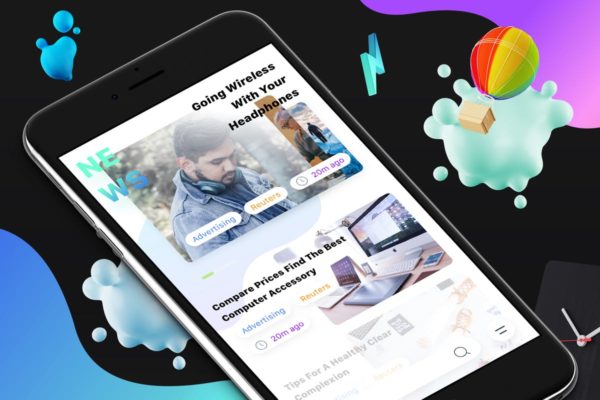 新闻资讯类APP应用界面UI设计模板素材 News 7 Mobile Ui
