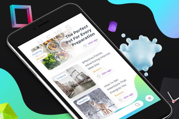 新闻资讯类APP应用界面UI设计模板素材 News 4 Mobile Ui