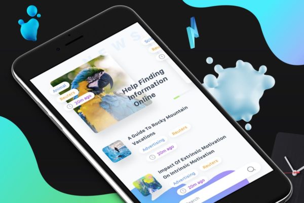 新闻资讯类APP应用设计模板素材 News 5 Mobile Ui