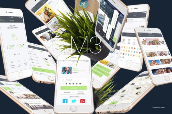 简约经典APP应用设计Ui Kits素材套件 M3 Mobile UI Kit