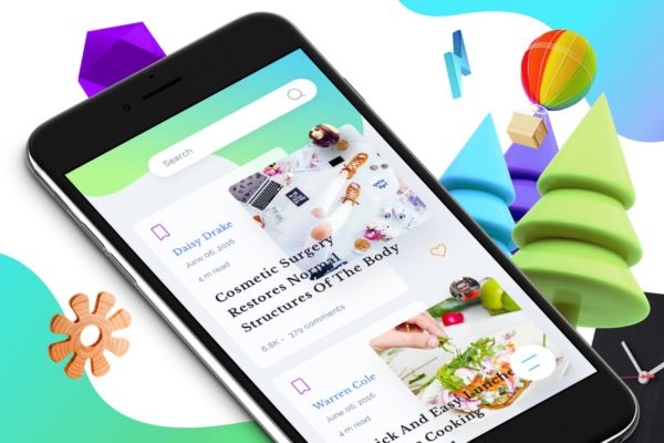 博客主题APP应用界面UI设计模板素材 Blog 8 Mobile Ui