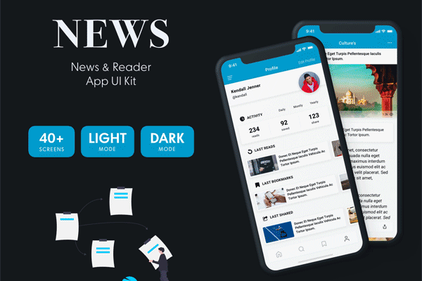 第一素材下午茶：新闻资讯阅读类APP UI KIT套装模板文件 [Sketch,XD]