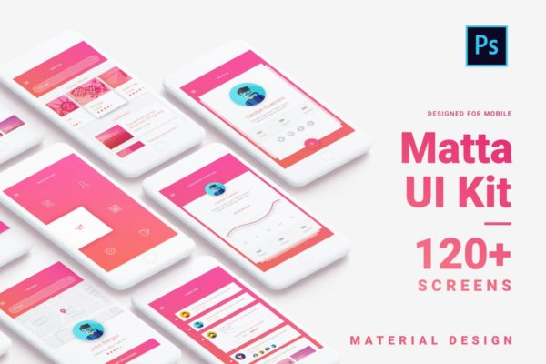 Google Material设计风格手机APP应用标准Ui Kits素材套件模板 Matta – Material Design UI Kit for Ps