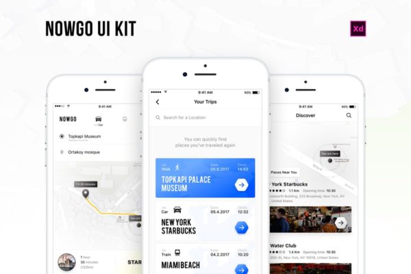 交通出行导航类APP应用UI界面UI设计模板素材 Nowgo UI Kit