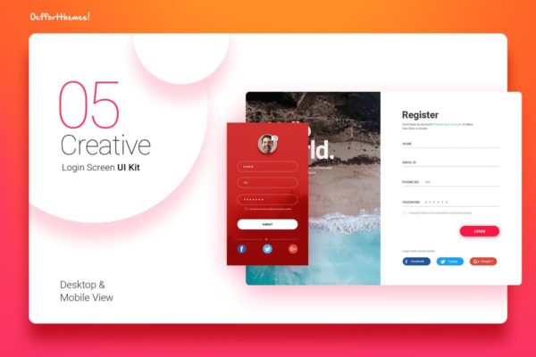 经典实用APP应用用户注册登陆界面UI设计模板素材 Login Screen UI Kit