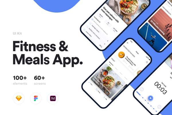 第一素材下午茶：高端健身功能的APP UI KIT套装模板app设计app ui Sketch素材文件[Sketch,Fig,XD,1.56GB]