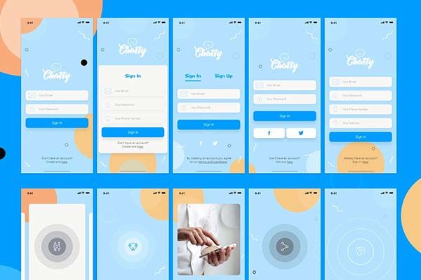 蚂蚁素材下午茶：社交聊天工具APP UI KIT套装文件 app ui[XD]