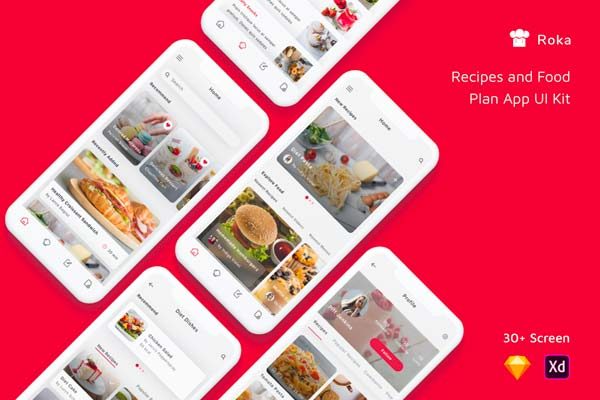 第一素材下午茶：美食社交订餐点餐类APP UI KIT套装模板文件 app设计app界面设计Sketch素材Sketch模板 [Sketch,XD]