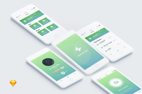 简约设计风格音乐移动应用程序UI套装模板 Beat – Music Mobile App Ui Kit
