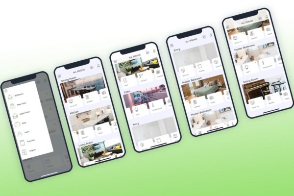 app界面设计智能家居APP应用房间设备管理界面Ui Kits素材套件 All Rooms Smarthome Mobile UI – FP