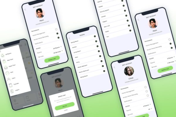 智能家居APP应用用户中心Ui Kits素材套件 Users Smarthome Mobile UI – FP