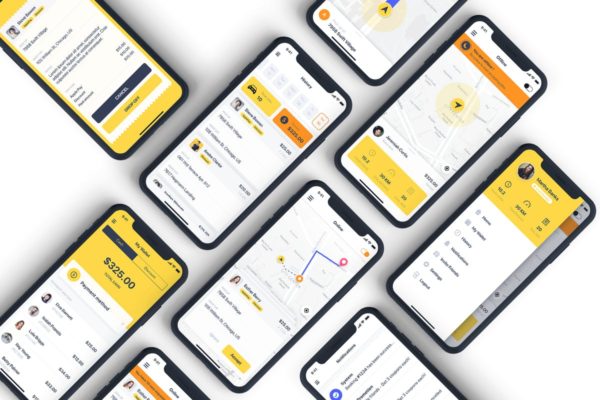 类滴滴出行打车顺风车APP应用Ui Kits素材套件 Driver Booking Mobile UI _Sketch