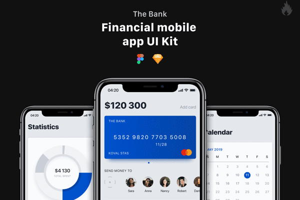 蚂蚁素材下午茶：高端的网银iOS APP UI KIT套装文件 [XD,Sketch]