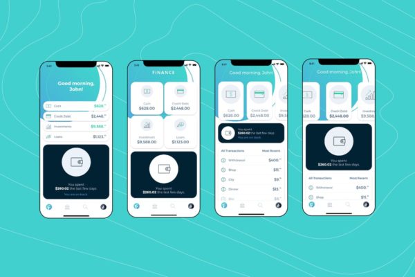 电子钱包APP应用用户中心UI界面UI设计模板素材[藏青配色方案]v6 Mobile Finance Home Ui – FD
