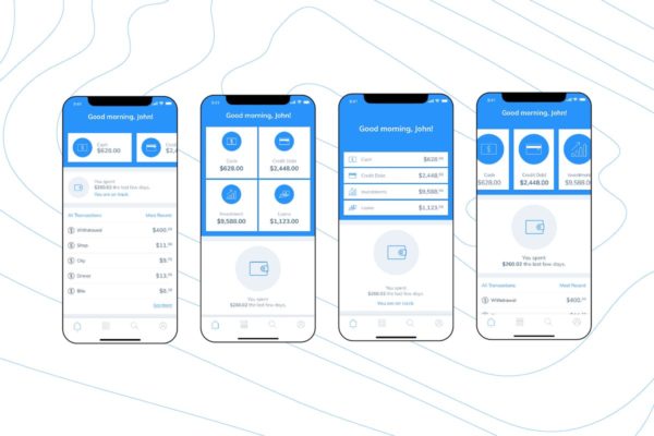 电子钱包APP应用用户中心UI界面UI设计模板素材[蓝色配色方案]v2 Mobile Finance Home Ui – FD