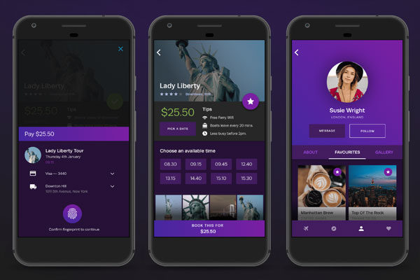 航空旅行APP应用UI界面设计套件 Sky Travel UI Kit for Adobe XD