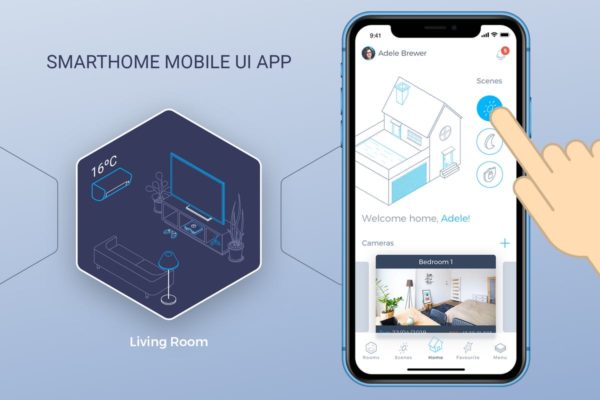 智能家居APP应用UI设计模板素材V6 Smart Home Mobile Ui 6 – TH
