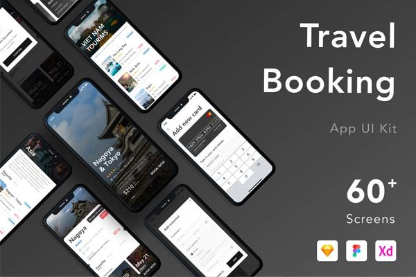 蚂蚁素材下午茶：酒店预订的旅行APP UI KIT 套装文件[Sketch,fig,XD]