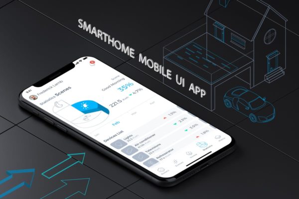 智能家居APP应用UI设计模板素材V7 Smart Home Mobile Ui 7 – TH