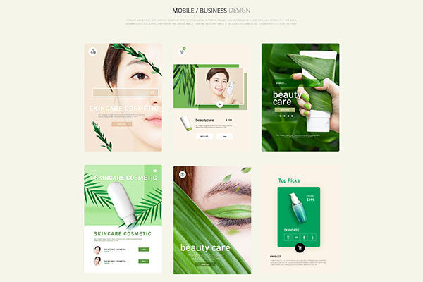 美容护肤化妆品移动商店APP应用UI设计PSD模板