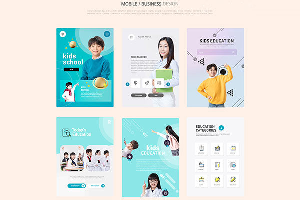儿童学习教育类APP应用UI设计PSD模板