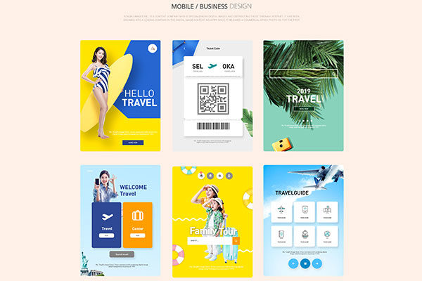 夏季假期旅行活动主题APP应用UI设计PSD模板