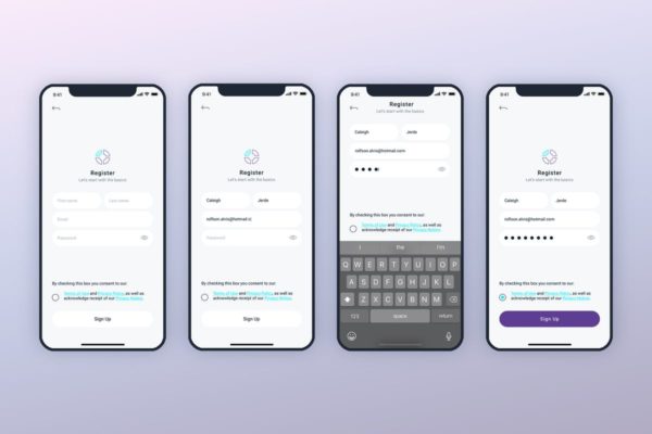 极简设计风格APP登陆页面UI设计模板素材 SignIn SignUp Mobile Ui – FP