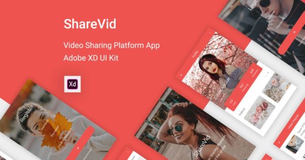 视频社交分享APP应用UI界面设计XD模板