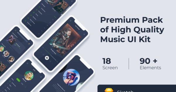 音乐播放应用APP界面设计Ui Kits素材套件Sketch模板