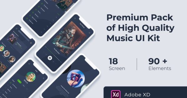 在线音乐APP应用UI设计套件XD模板