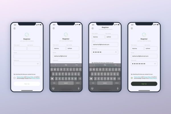 简约风格登录注册页面手机APP应用UI设计模板素材 SignIn SignUp Mobile Ui – FP