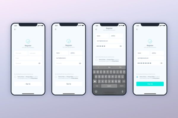 刘海屏手机APP登陆页面UI设计模板素材 SignIn SignUp Mobile Ui – FP