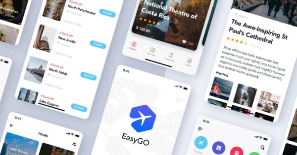 旅行出游网上预订APP应用界面设计Ui Kits素材套件 Travel Booking App UI Kit