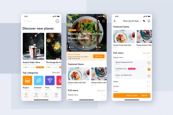 外卖点餐APP Ui Kits素材套件Adobe XD模板 Food Delivery App UI Kit for ADOBE XD