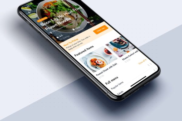 美食点评类APP应用餐厅详情页设计模板素材 Restaurant details mobile app template