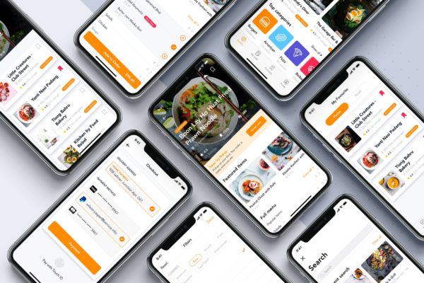 网上订餐外卖APP应用界面设计Ui Kits素材套件 Food Order Mobile App UI Kit