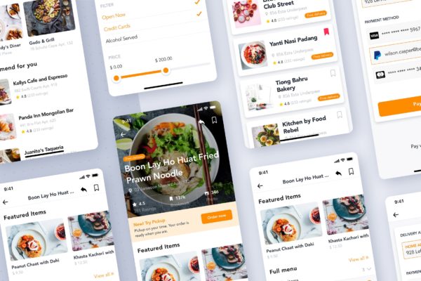餐厅扫码点餐APP应用Ui Kits素材套件 Food Restaurant order app UI Kit