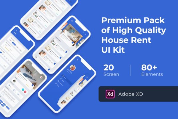 房屋租赁租房APP应用Ui Kits素材套件[for XD] House Rent Mobile UI KIT for XD
